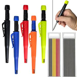 5 가지 색상 2.8mm 목공 기계 연필 연필 캡 연필 깎이 2B 리드 솔리드 깊은 구멍 마킹 펜과 함께 제공