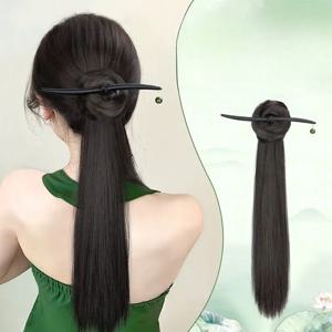 인조 가발 브레이드 포니테일, 중국 옥 펜던트 머리핀 클립 스타일, 한푸 모조 고대 스타일