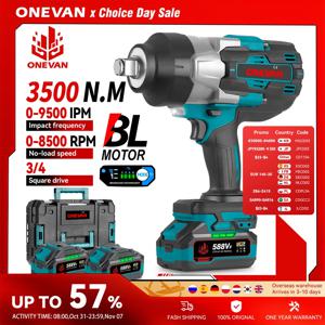 ONEVAN 3500N.M 브러시리스 전기 임팩트 렌치 3/4인치 무선 고토크 렌치 파워툴 (마키타 18V 배터리 핀용)
