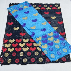 여성용 아프리카 레이스 원단 하이 퀄리티, 나이지리아 스톤 코튼 레이스 원단, 스위스 보일 레이스, 웨딩 원피스, 2.5 + 2.5 야드