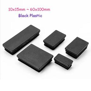 플라스틱 가구 다리 미끄럼 방지 발 보호대 패드 튜브 블랭킹 엔드 캡 인서트 마개, 검정색 직사각형 강관 플러그, 15 ~ 100mm