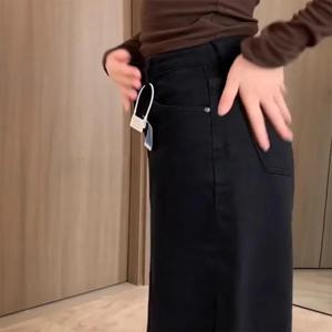 블랙 와이드 레그 진 여성용 하이웨이스트 스트레이트 컷 바지 배형 플러스 사이즈 작은 키 슬림 핏 데님 팬츠