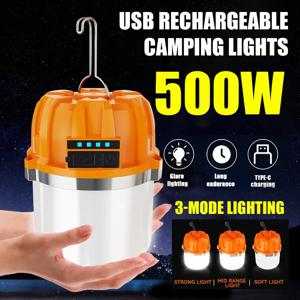 야외 낚시에 대 한 전원 디스플레이 비상 조명과 500W LED 캠핑 랜 턴 USB 충전식 휴대용 램프 전구 손전등