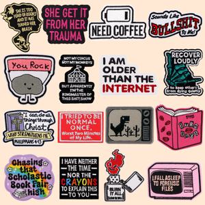 옷에 페미니즘 패치 재미 있은 따옴표 수 놓은 패치 바느질 배지 커피 따옴표 패치에 철 DIY 의류 액세서리