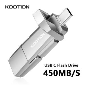KOOTION USB C 플래시 드라이브, USB 3.2 Gen2x2 듀얼 드라이브, C타입 펜드라이브, 아이폰 16 컴퓨터용, U54, 256GB, 512GB, 450 MB/s