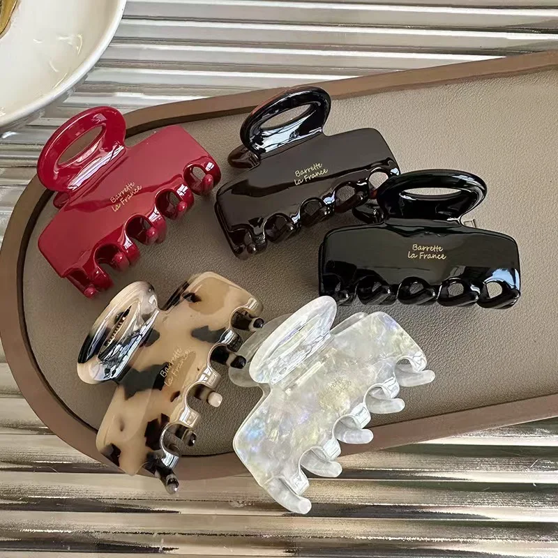 5.5cm 긴 아세테이트 헤어 크랩 여성용 및 여성용 빨간 헤어 클립 헤어 액세서리 묶기 새로운 한국 패션