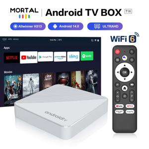 Mortal TV Box Android14 T1X 음성 Netflix Chromecast Wifi 6 BT5.0 4K HDR10 Youtube H313 스트리밍 미디어 플레이어 게임 셋톱 박스