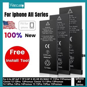 Xilecaly 아이폰 SE 5 6 6S 5S 7 8 플러스 X Xs 맥스 XR 11 프로 휴대폰용 고품질 배터리, 무료 도구 스티커 포함