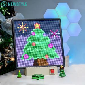 LED 픽셀 아트 디스플레이 화면 64x64 LED 디지털 시계 야간 조명 APP 제어 알람 시계 홈 장식 픽셀 아트