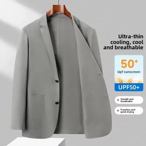2025 봄과 여름 신사복 캐주얼 정장 가볍고 얇은 탄성 비 추적 주름 방지 정장 코트 선 스크린 통기성