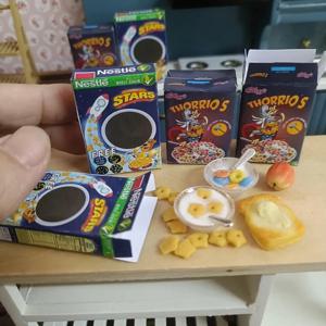 수제 1/6 미니어처 브렉퍼스 시리얼 미니 서클 시리얼 및 스타 시리얼 1:6 인형 집 미니 모델 가구