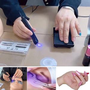 속눈썹 연장 핀셋, 스테인레스 스틸 곡선 팁 핀셋 자외선 UV 접착제 경화 램프가 있는 뾰족한 팁 핀셋