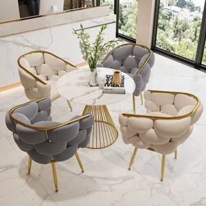 거실 침실을 위해 덮개를 씌운 금 다리 메이크업 의자가 있는 벨벳 레저 싱글 소파 의자 안락 의자