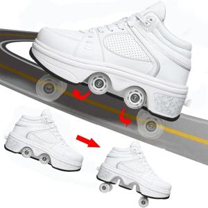 이중 행 변형 휠 자동 운동화 보이지 않는 변형 롤러 스케이트 2 in 1 이동식 도르래 스케이트 스케이트 Parkour