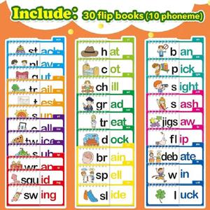 독서 플립 북 읽기 및 운율 플립 북 단어 가족 플립 북 플래시 카드 ABC 어휘 카드 몬테소리 교육