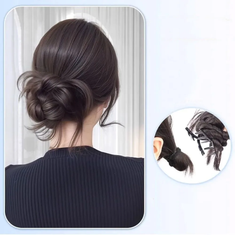 치킨 깃털 롤빵 머리 합성 가발 잡아 클립 기질 꽃 봉오리 머리 푹신한 자연 뒤 머리 코일 헤어 스타일링 가발