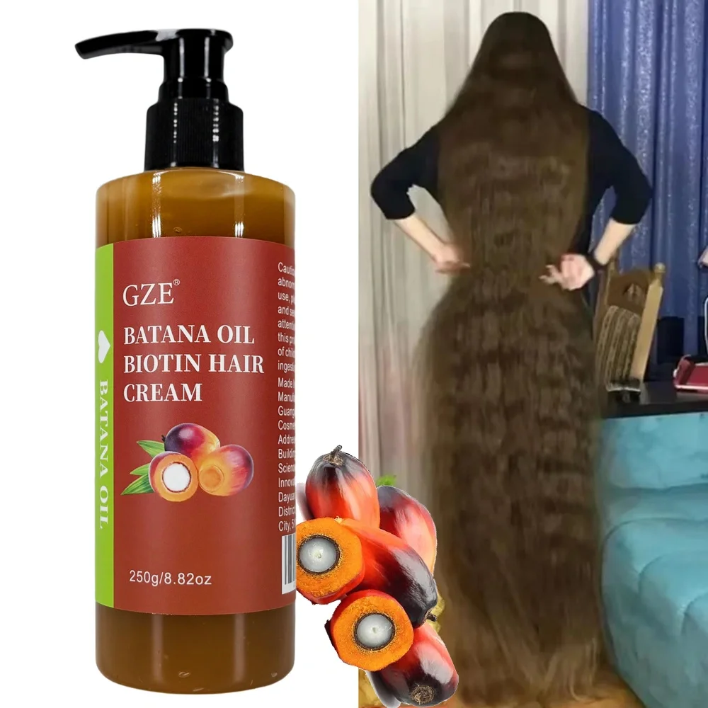 GZE 바타나 오일 비오틴 헤어 크림 강력한 모발 파손 방지 수리 스플릿 엔드 건성 모발용 실키