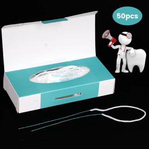 50pcs 치실 이쑤시개 스레더 치아 치실 확장 치열 교정 Flosser 다기능 청소 와이어 라인