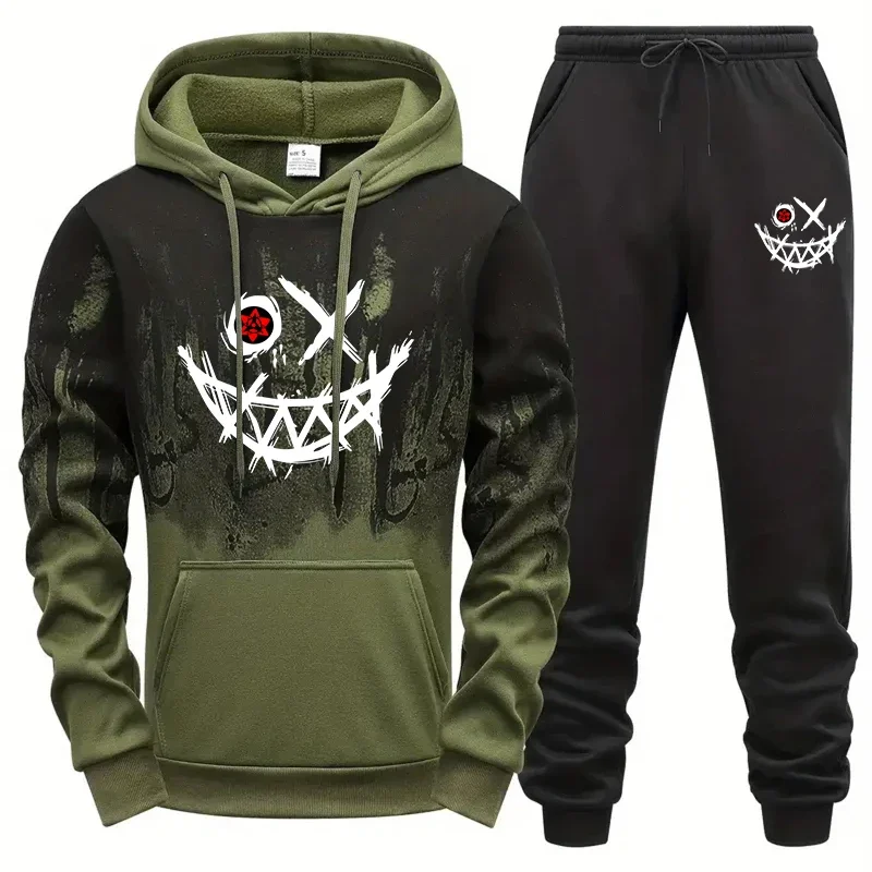 2025 신상 남성 후드티 스웨트팬츠 2피스 세트 가을 겨울 데일리 캐주얼 스포티 조거 수트 도시 패션 의상