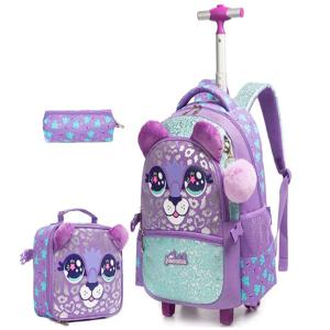 18인치 어린이용 롤링 백팩, 도시락 가방, 필통, 남아용 바퀴 달린 책가방, 여아용 스쿨 트롤리 가방, 여행 가방