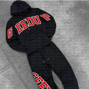 새로운 힙합 트렌디 스트리트웨어 남성 정장 투피스 세트 하이 스트리트 Y2K 캐주얼 트랙 슈트 여성 고스 하라주쿠 레트로 레터 후드