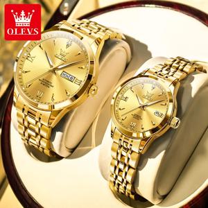 OLEVS 9956 커플 시계 남성 여성 Ducal Calendar 다이아몬드 로마 스케일 럭셔리 비즈니스 연인의 자동 기계식 손목 시계