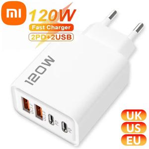 샤오미 120W 4포트 USB C타입 충전기 고속 충전 데이터 케이블 USB 휴대폰 충전 어댑터 (삼성, 아이폰, 화웨이용)