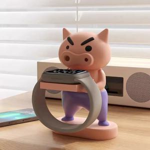 Apple 시계에 대한 크리 에이 티브 만화 시계 스탠드 귀여운 돼지 디자인 시계 브래킷 기본 홀더 데스크탑 나이트 스탠드 시계 디스플레이