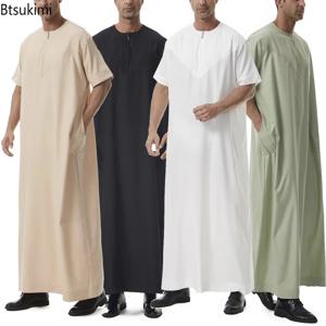 중동 사우디아라비아 무슬림 남성 로브 라마단 패션 가운 두바이 아랍 터키 반팔 긴 셔츠 후이 민족 의상