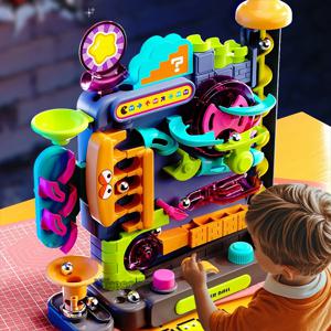 교육 몬테소리 장난감 다층 트랙 모험 게임 레일 롤링 볼 모델 어린이를위한 대화 형 두뇌 어린이