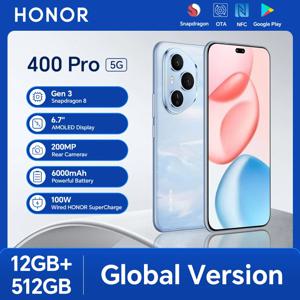 2025 새로운 HONOR 400 Pro 글로벌 버전 5G 스마트폰 200MP 카메라 스냅드래곤 8 Gen 3 6.7인치 AMOLED 스크린 100W 유선 50W 무선