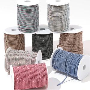 4mm 블링블링 크리스탈 다이아몬드 코드 트림 라운드 라인스톤 소프트 로프 (신발끈, 후드티, 바지끈, DIY 장식용)