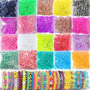 300개 DIY 고무줄 팔찌 만들기 키트 루프 밴드 세트 소녀 우정 팔찌, 생일 및 크리스마스 공예 선물 장난감