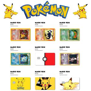 애니메이션 포켓몬 작은 칩 은행 카드 박막 피부 귀여운 피카추 만화 직불 카드 매트 서리로 덥은 장식 스티커 선물