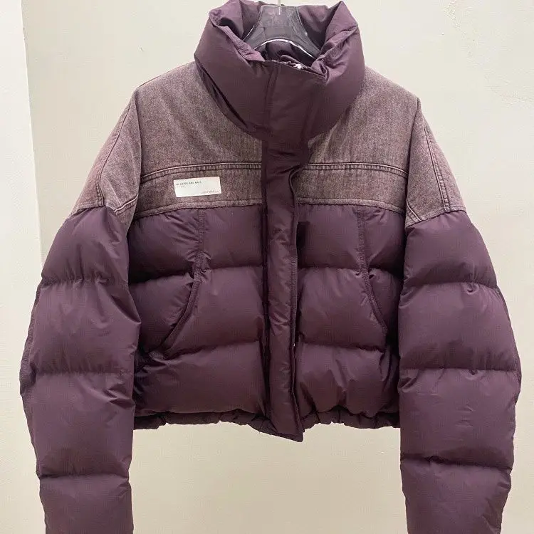 겨울 신상 여성 다운 자켓 출퇴근 루즈핏 카우보이 스플라이싱 숏 자켓