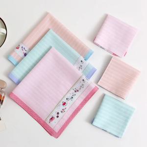 3/6Pcs 여성용 순수 코튼 손수건 귀여운 밝은 색상의 얇은 물 흡수 땀 닦는 핸드 타월 플라워 스퀘어 43cm