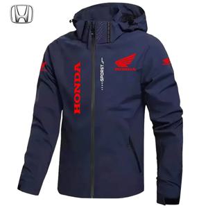혼다 오토바이 자켓 남성용 후드가 달린 방풍 및 방수 코트, 분리형 후드 및 지퍼 셔츠, 대형 라이딩 슈트
