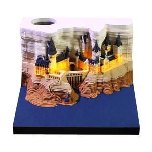 2026 크리 에이 티브 호그와트 매직 캐슬 캘린더 스티커 라이트 3D 손으로 찢은 성 캘린더 Tear-Away 메모장 DIY 공예 선물