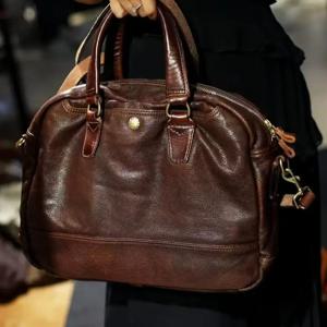 비즈니스 캐주얼 디자이너 수제 태닝 소가죽 남성 서류 가방 노트북 핸드백 여행 업무용 천연 가죽 메신저 백