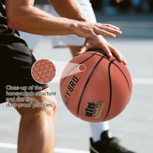 고품질 갈색 PU 농구공 공식 사이즈 5/6/7 실내외 성인 청소년 경기 훈련용 팀 표준 공