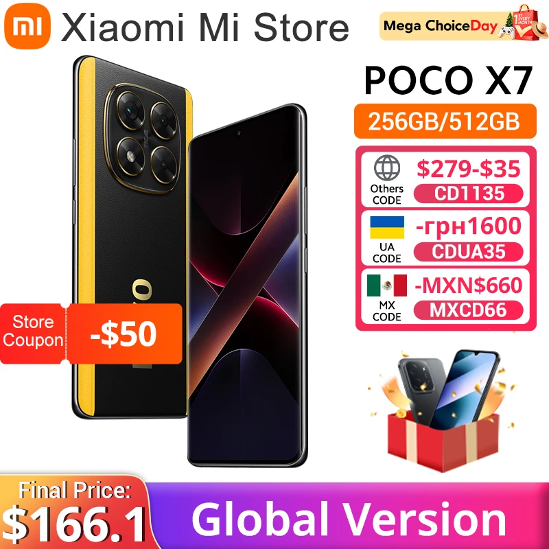 【브랜드+】POCO X7 스마트폰 디멘시티 7300-울트라 6.67인치 120Hz AMOLED 디스플레이 45W 5110mAh 50MP 카메라 IP68 샤오미 하이퍼OS NFC