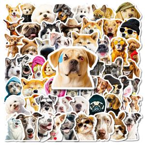 56개/세트 귀여운 강아지 이모티콘 스티커 - 재미있는 강아지 낙서 스티커 방수 데칼 노트북/휴대폰/스크랩북용