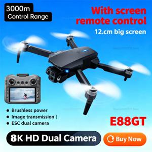 E88GT 대형 화면 WIFI FPV 드론 8K HD 카메라 5KM 접이식 쿼드콥터 홀드 RC 드론 사진 촬영 비디오 저장 야외 RC 장난감
