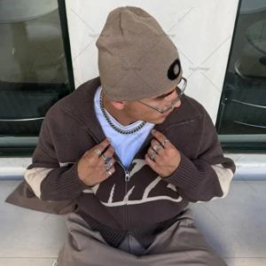 겨울 레트로 루즈 패션 고딕 펑크 레터 자수 가디건 스웨터 남성 Y2K 아메리칸 하이 스트리트 브랜드 재킷 여성