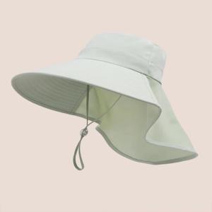 룰루 디자이너 넓은 챙 햇빛 가리개 여성용 목 보호 낚시 모자 차양 모자 면 소재 여름용