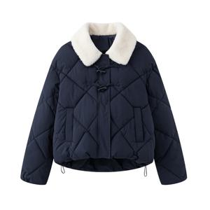 트렌디한 여성용 면 재킷 2025년 신상 겨울 중국 스타일 면 코트 양털 칼라 두꺼운 코트 보온용