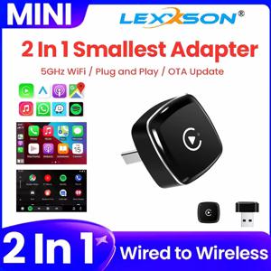 2025 신형 어댑터 2in1 미니 카플레이 박스 유선 카플레이 무선 카플레이 안드로이드 오토 스마트 박스 블루투스 연결 플러그 앤 플레이 (98% 차량 호환)