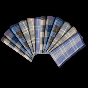 12개입 패브릭 손수건 얇은 스타일 남성 비즈니스 체크무늬 서양식 천 야외 장식용 손수건 부드러운 땀 흡수 15.7인치