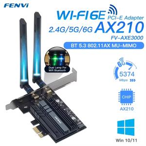 Intel AX210 PCIe 무선 WiFi 어댑터 용 Fenvi 5374Mbps WiFi 6E Bluetooth 5.3 AX200 WiFi 6 카드 PC 용 2.4G/5G/6Ghz 802.11AX