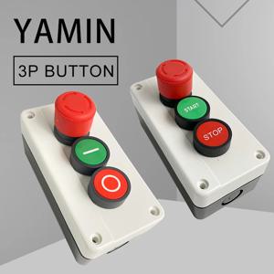 600V 10A OFF-ON-OFF 시작 중지 NC 비상 정지 NO 빨간색 녹색 제어 전기 회로 플랫 푸시 버튼 스위치